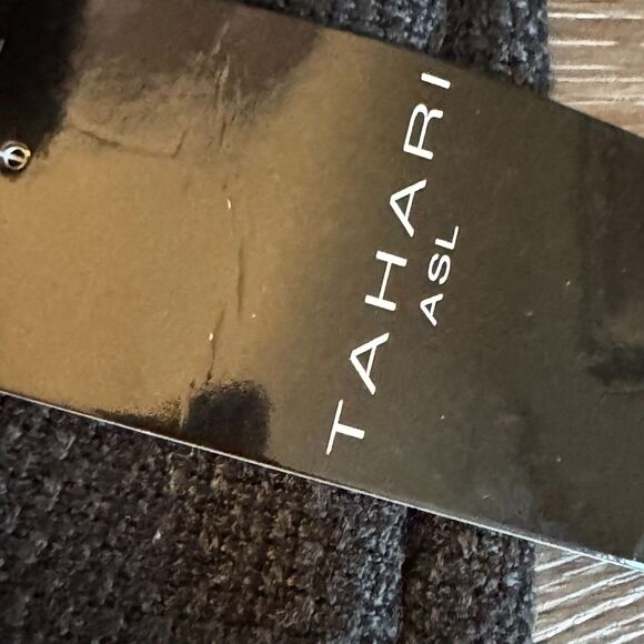 Tahari ASL Black Tweed Fit & Flare Dress Size 8 Gold Trim NWT Creer/Timeless - Picture 4 of 11